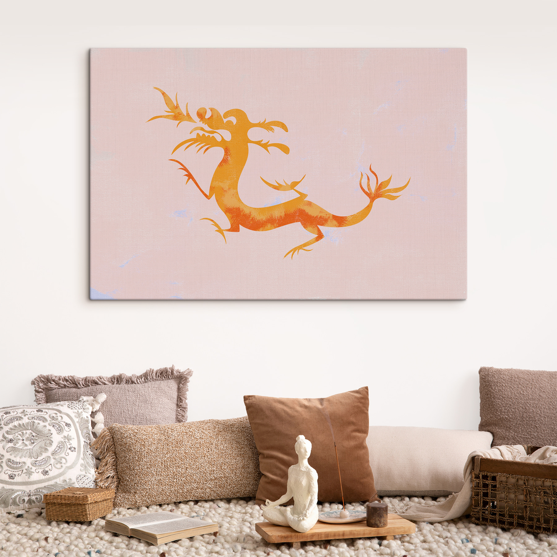 A orange dragon with long tail