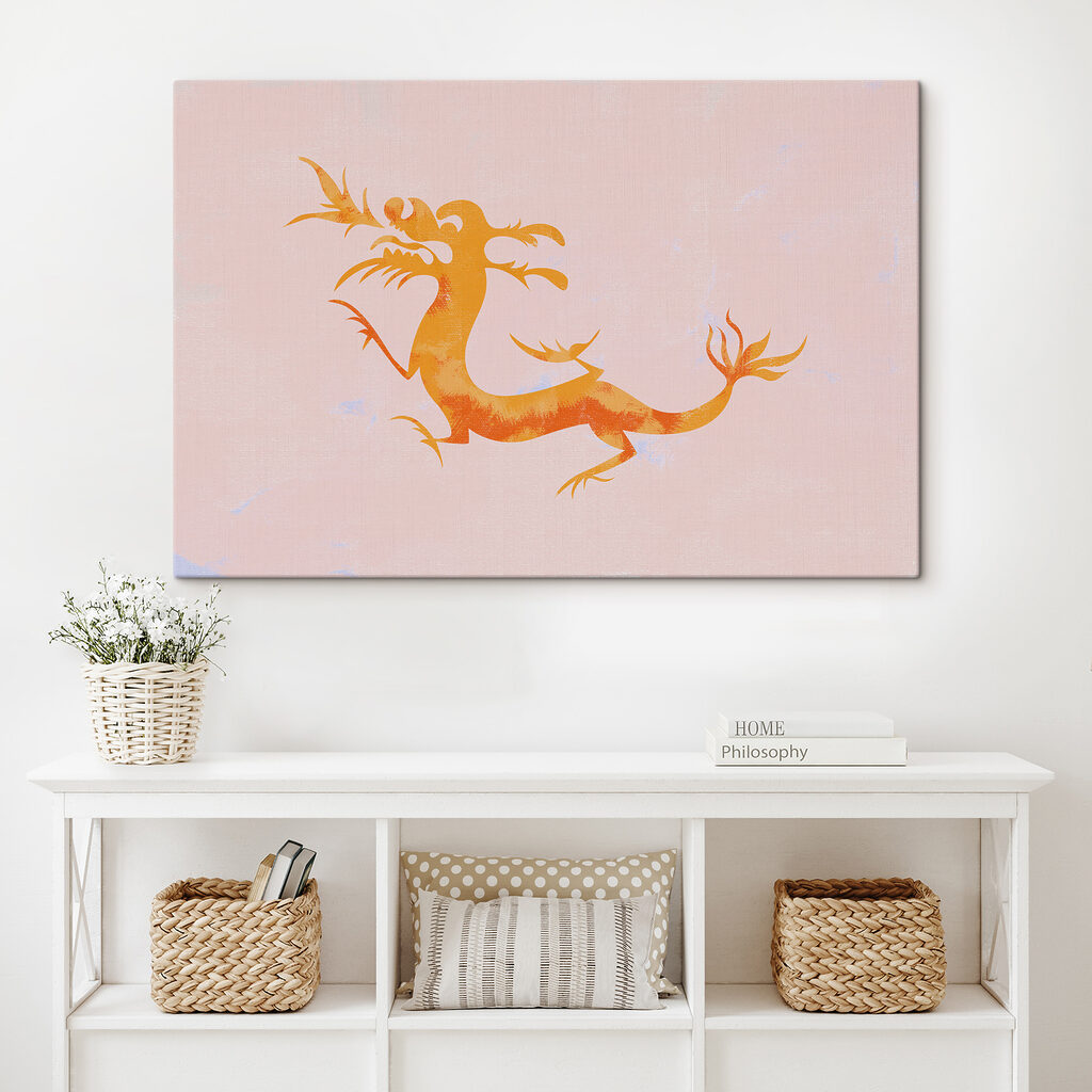 A orange dragon with long tail