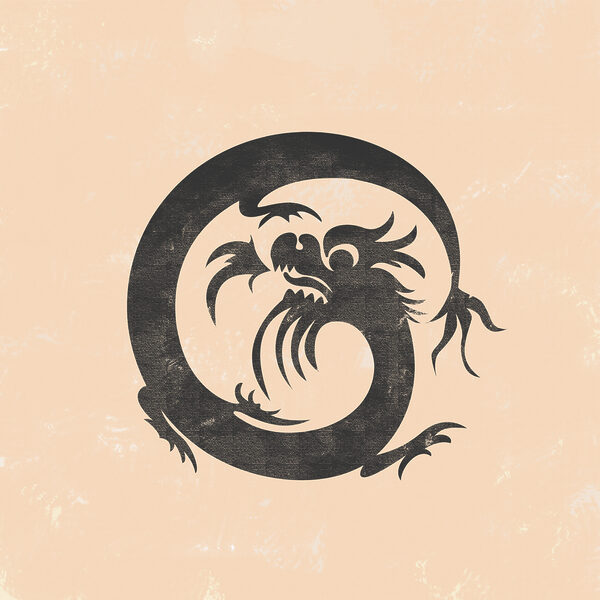 A black dragon with a long tail A black dragon with a long tail