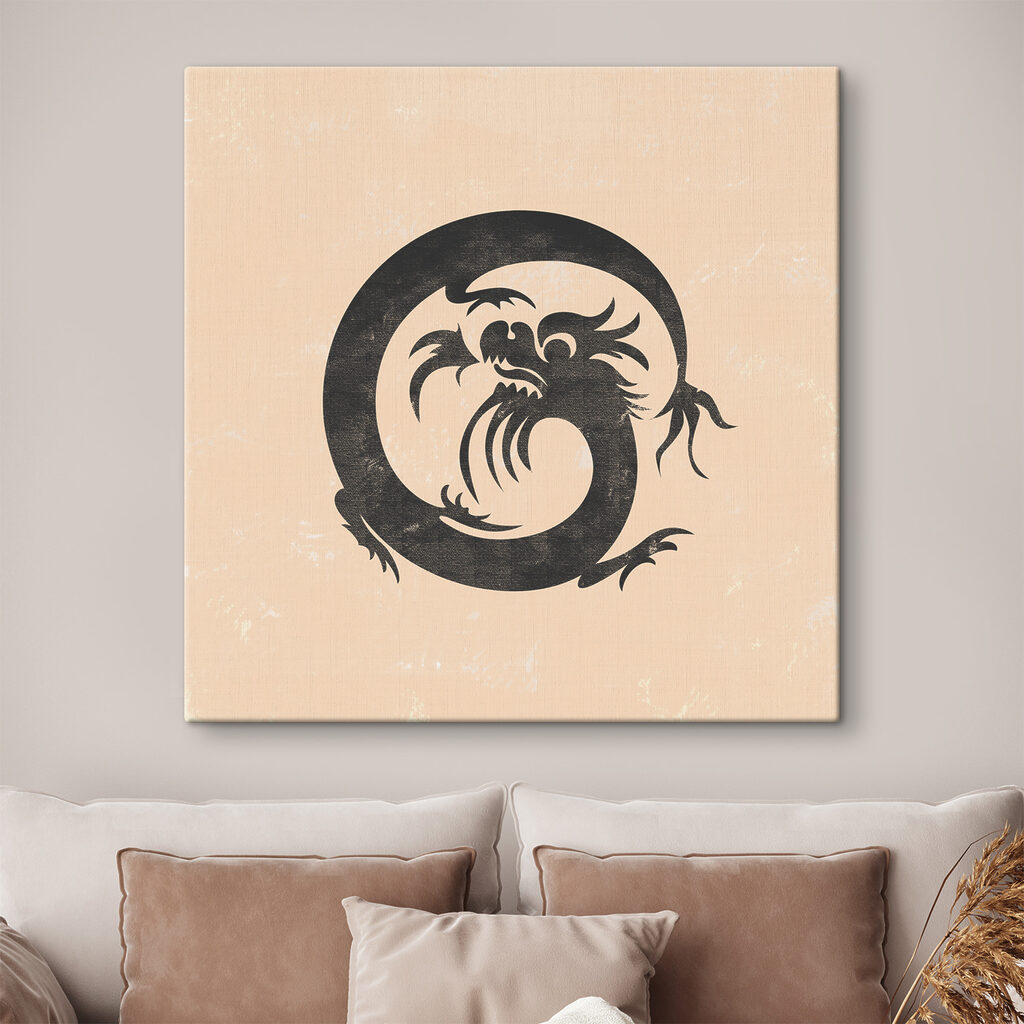 A black dragon with a long tail A black dragon with a long tail