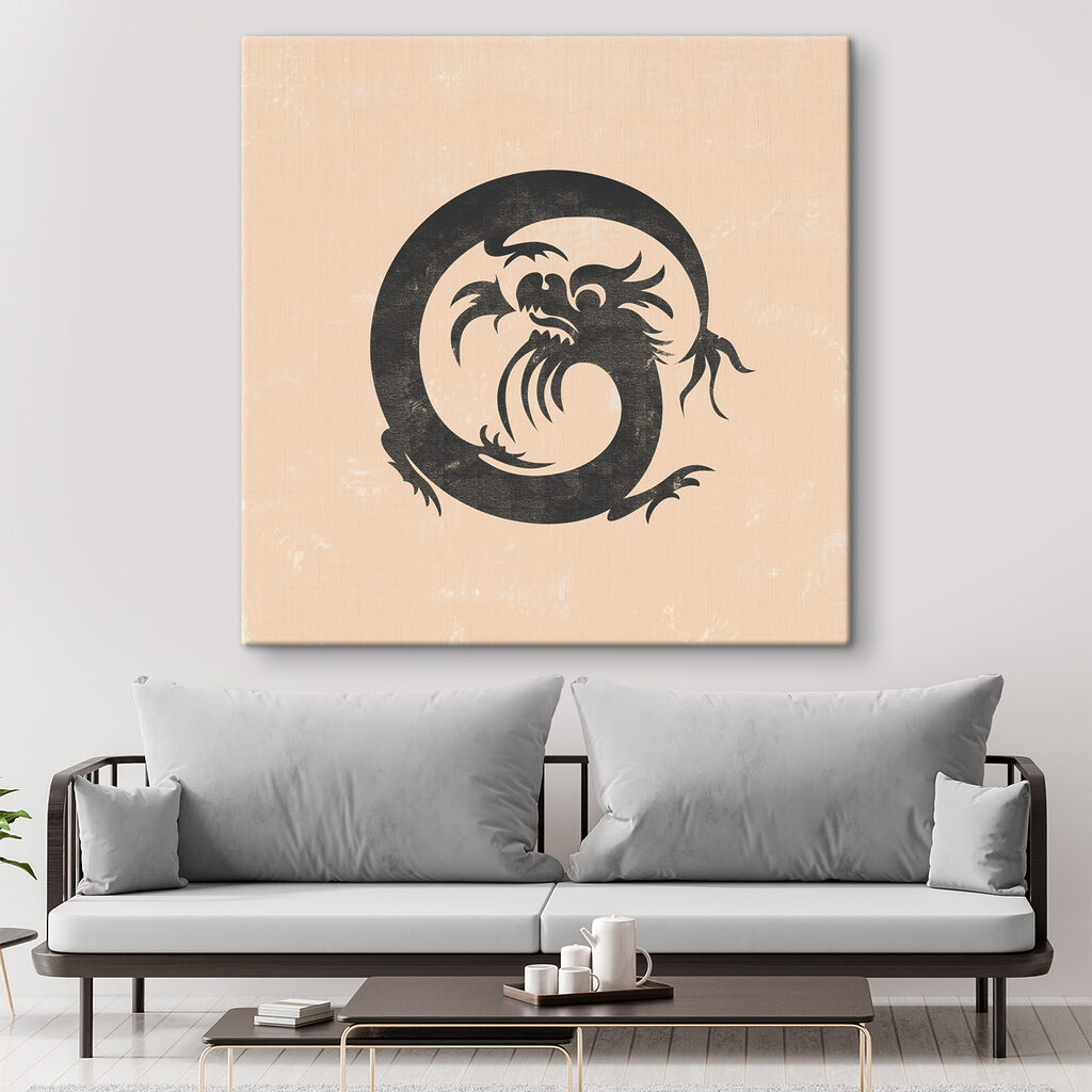A black dragon with a long tail A black dragon with a long tail