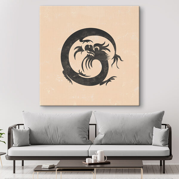 A black dragon with a long tail A black dragon with a long tail