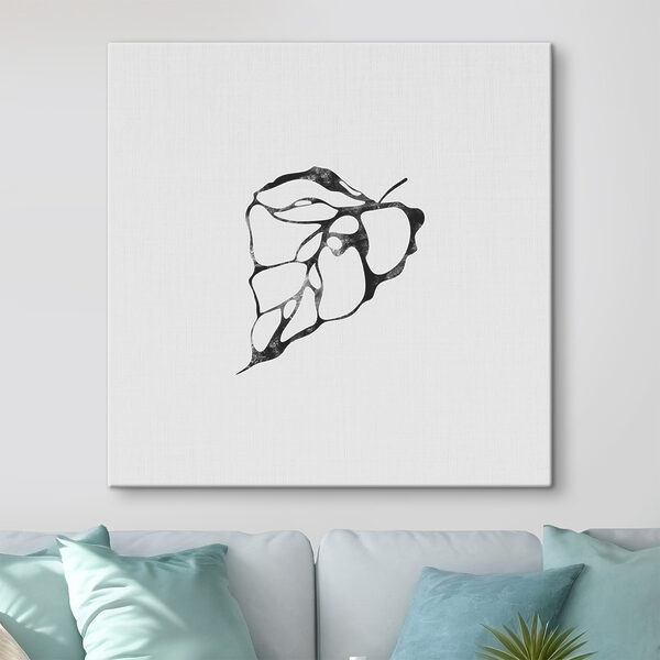 Quadri Quadri Un'immagine in bianco e nero di una foglia (COD: s38350)