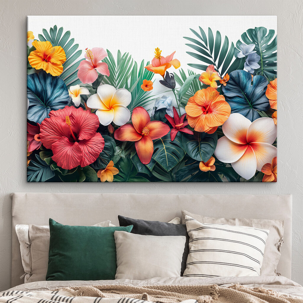 A group of flowers and leaves