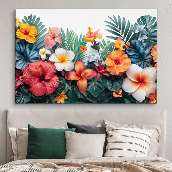 A group of flowers and leaves