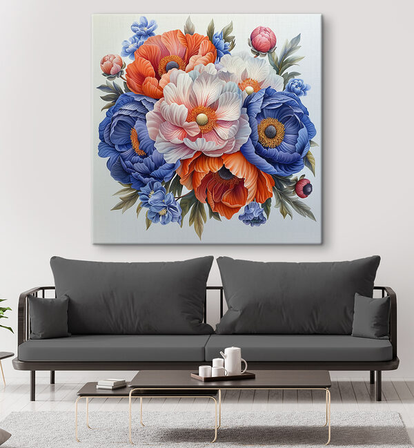 A painting of flowers on a white background