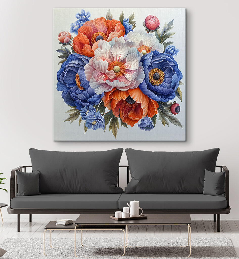 A painting of flowers on a white background