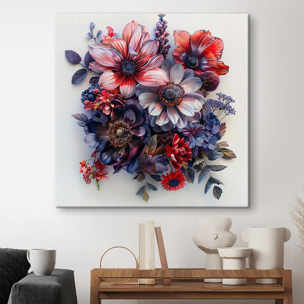 Quadri Un mazzo di fiori su una superficie bianca (COD: s38245) Quadri Quadri Un mazzo di fiori su una superficie bianca (COD: s38245)