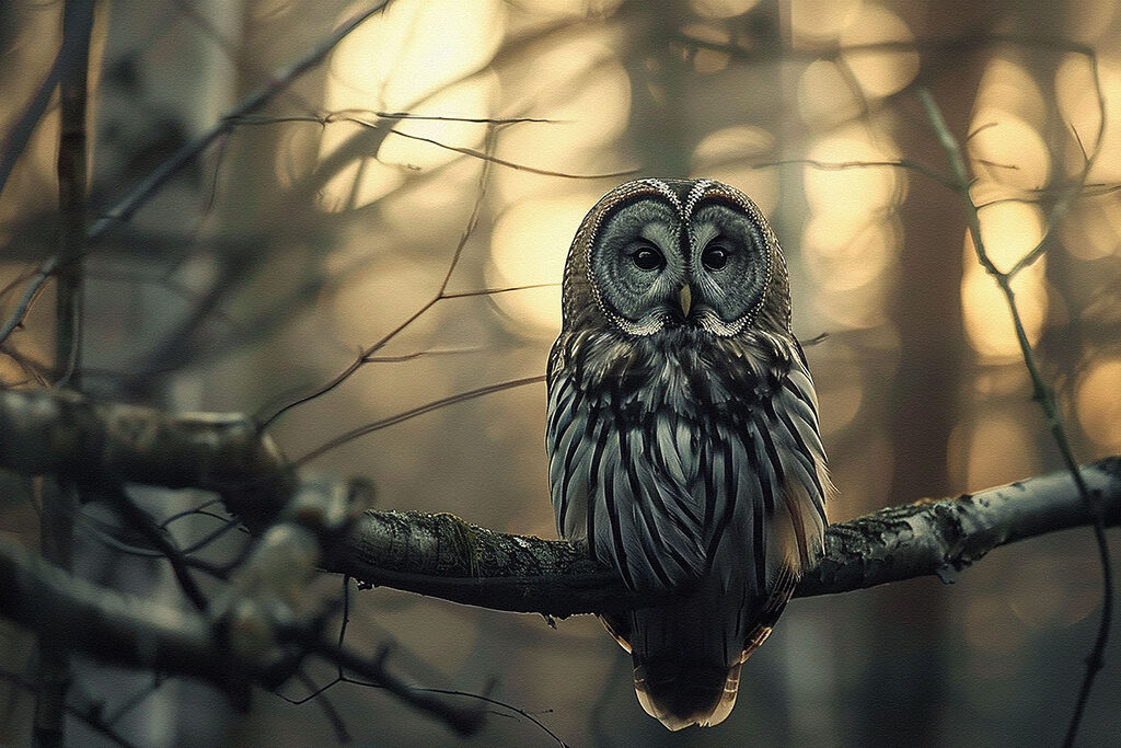 An owl sitting on a branch