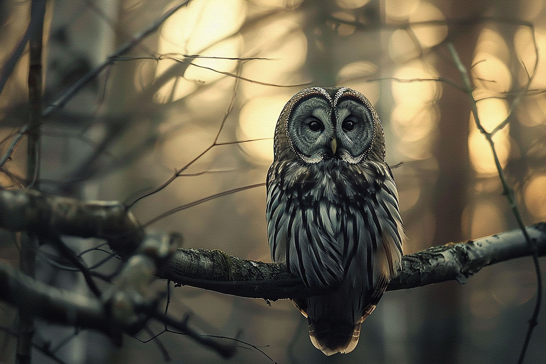 An owl sitting on a branch