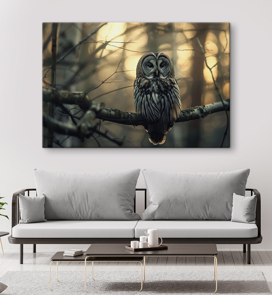 An owl sitting on a branch