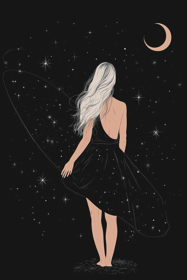 A woman in a black dress