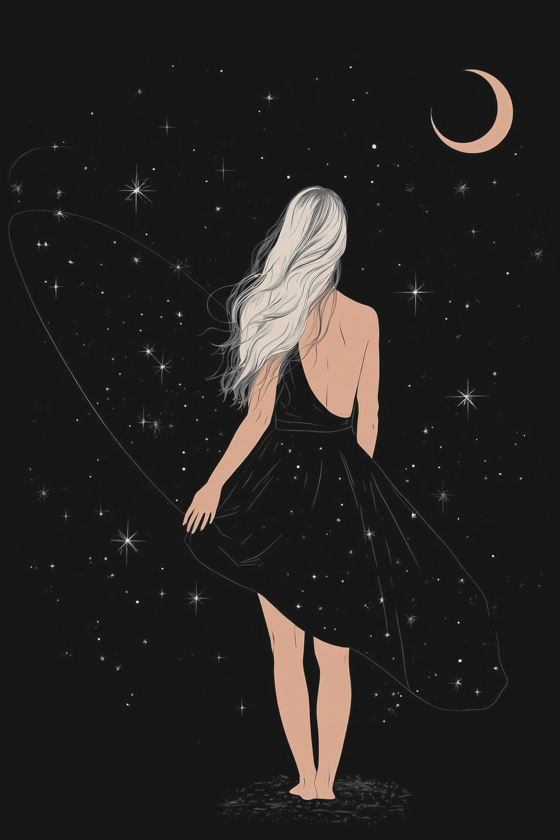 A woman in a black dress