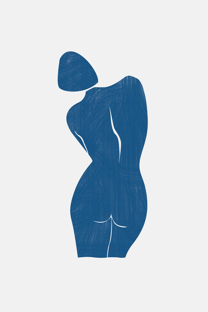 A blue drawing of a woman's body A blue drawing of a woman's body