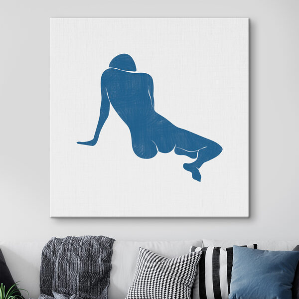 Quadri Quadri Un disegno blu raffigurante una persona sdraiata (COD: s38385)