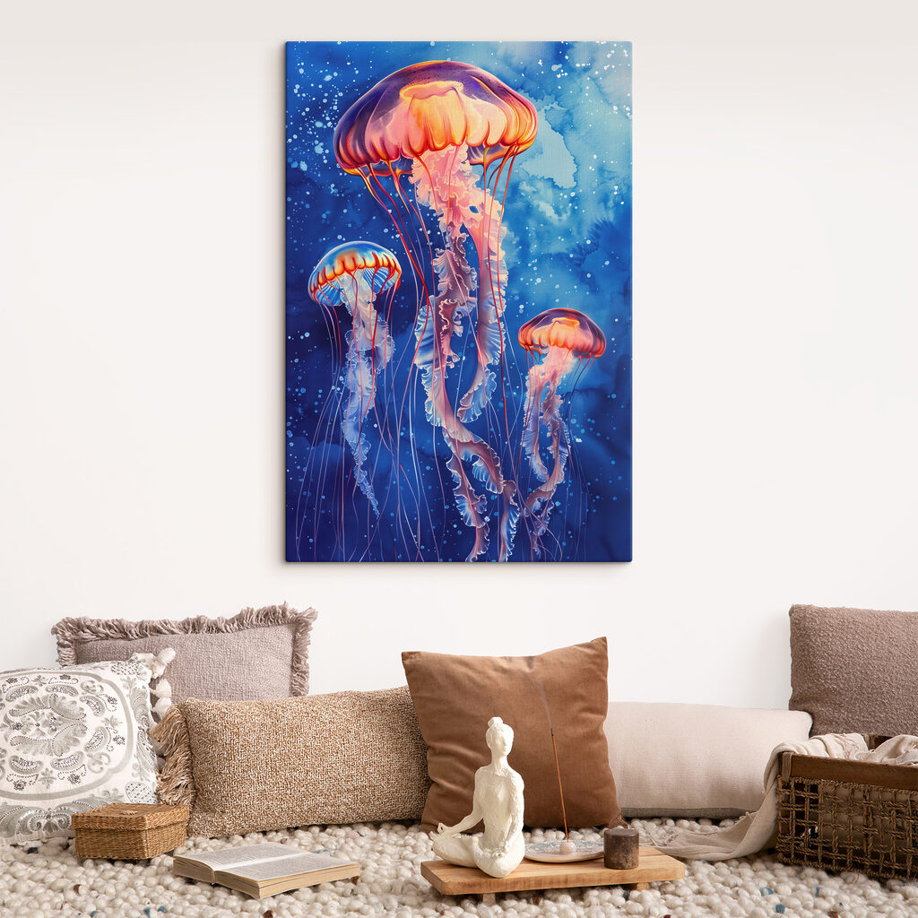 A group of jellyfish in water