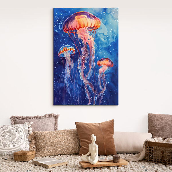 A group of jellyfish in water