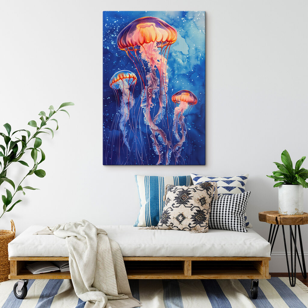 A group of jellyfish in water