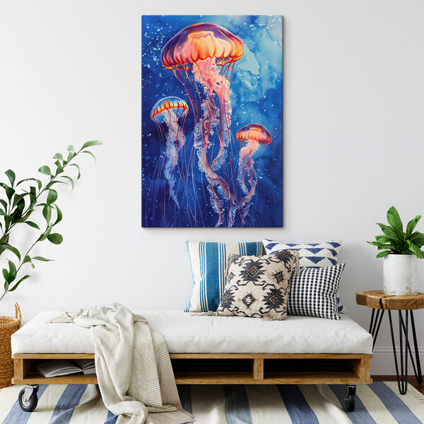 A group of jellyfish in water
