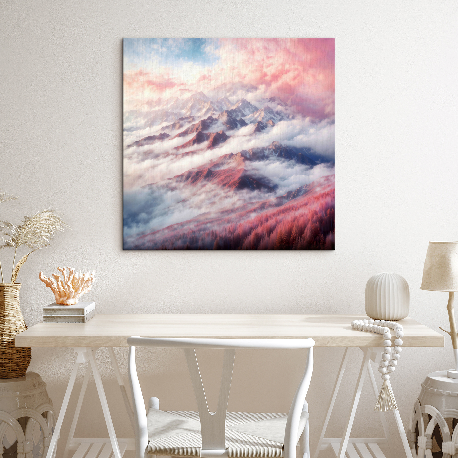 A mountain range with clouds and trees A mountain range with clouds and trees