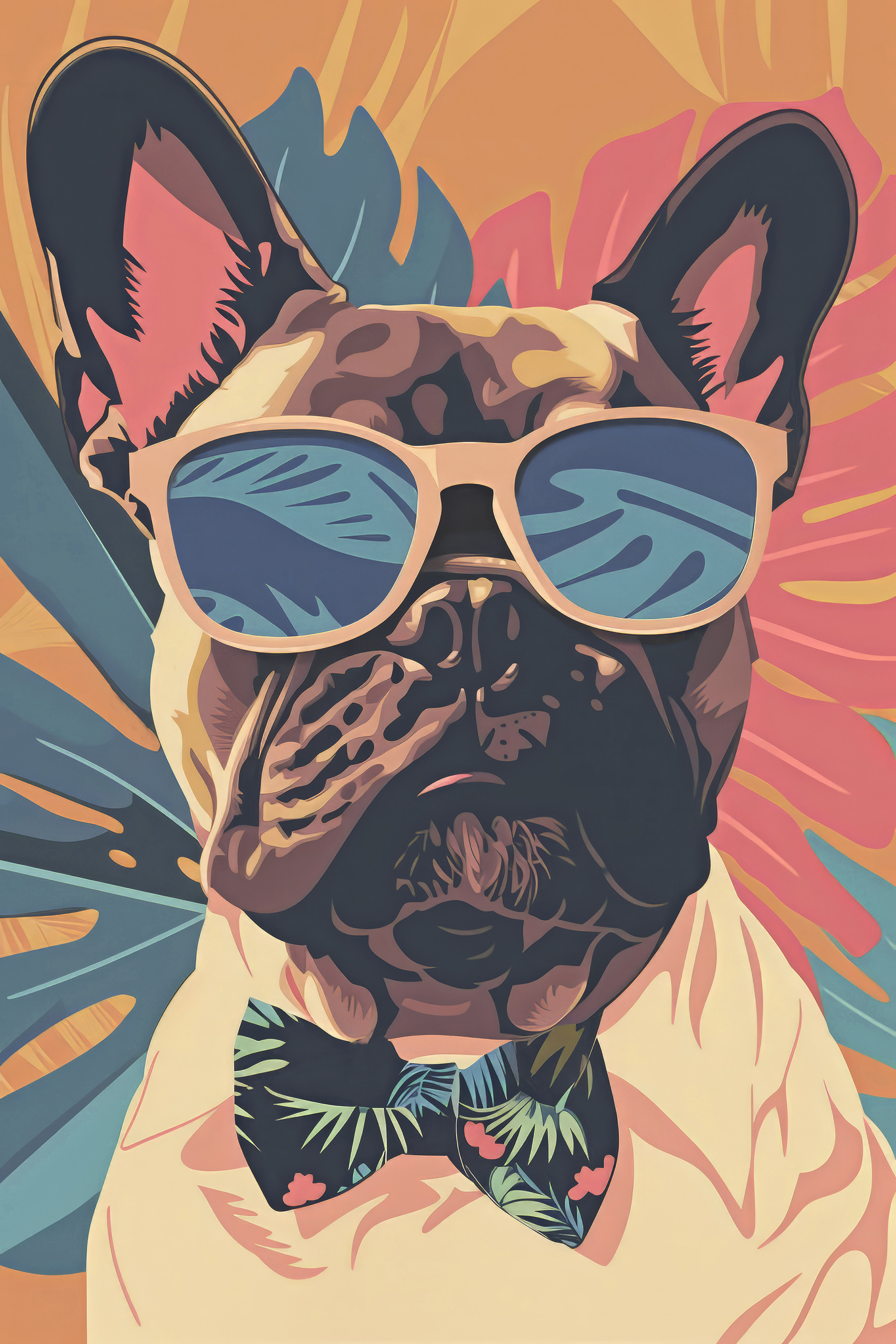 A dog wearing sunglasses and bow tie