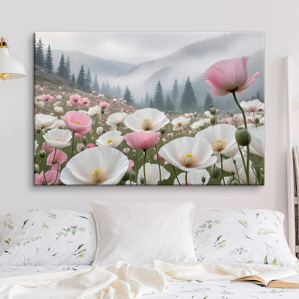 Quadri Quadri Un campo di fiori rosa e bianchi (COD: s38369)