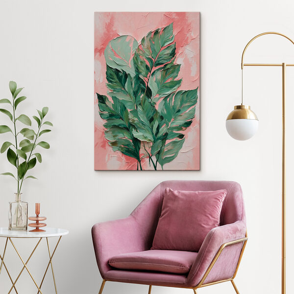 Quadri Un dipinto raffigurante delle foglie su uno sfondo rosa (COD: s38307) Quadri Quadri Un dipinto raffigurante delle foglie su uno sfondo rosa (COD: s38307)