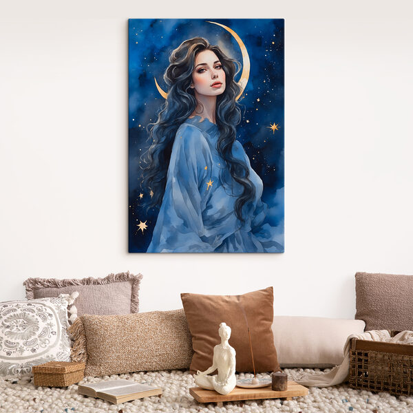 Quadri Una donna dai capelli lunghi e la luna nel cielo (COD: s38427) Quadri Quadri Una donna dai capelli lunghi e la luna nel cielo (COD: s38427)