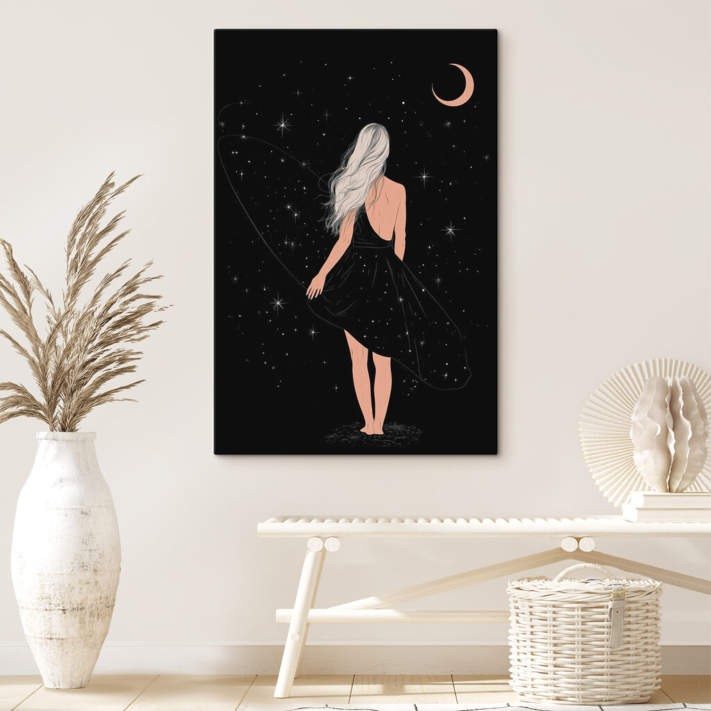 A woman in a black dress