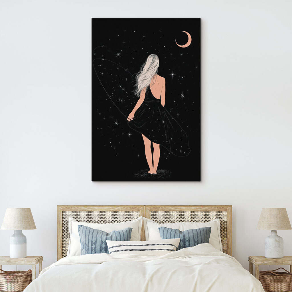 A woman in a black dress