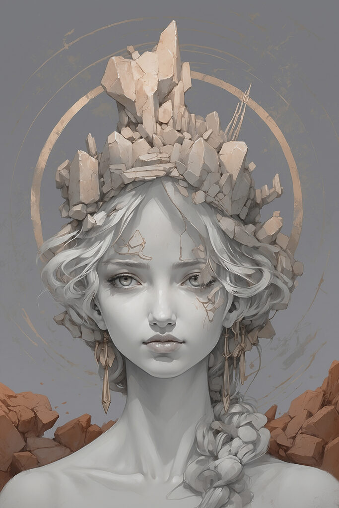 A woman with a crown of rocks A woman with a crown of rocks