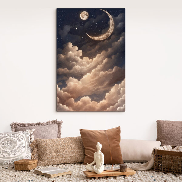 A moon and clouds in the sky