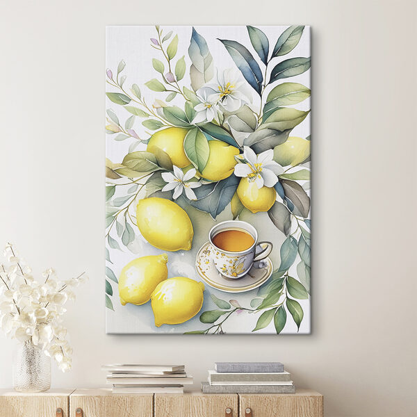Quadri Quadri Un dipinto raffigurante dei limoni e una tazza di tè (COD: s38403)