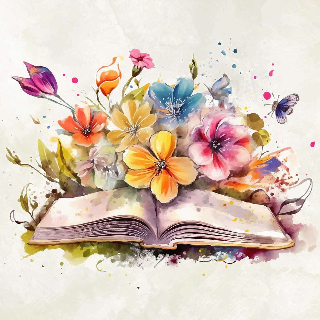A book with flowers and butterflies