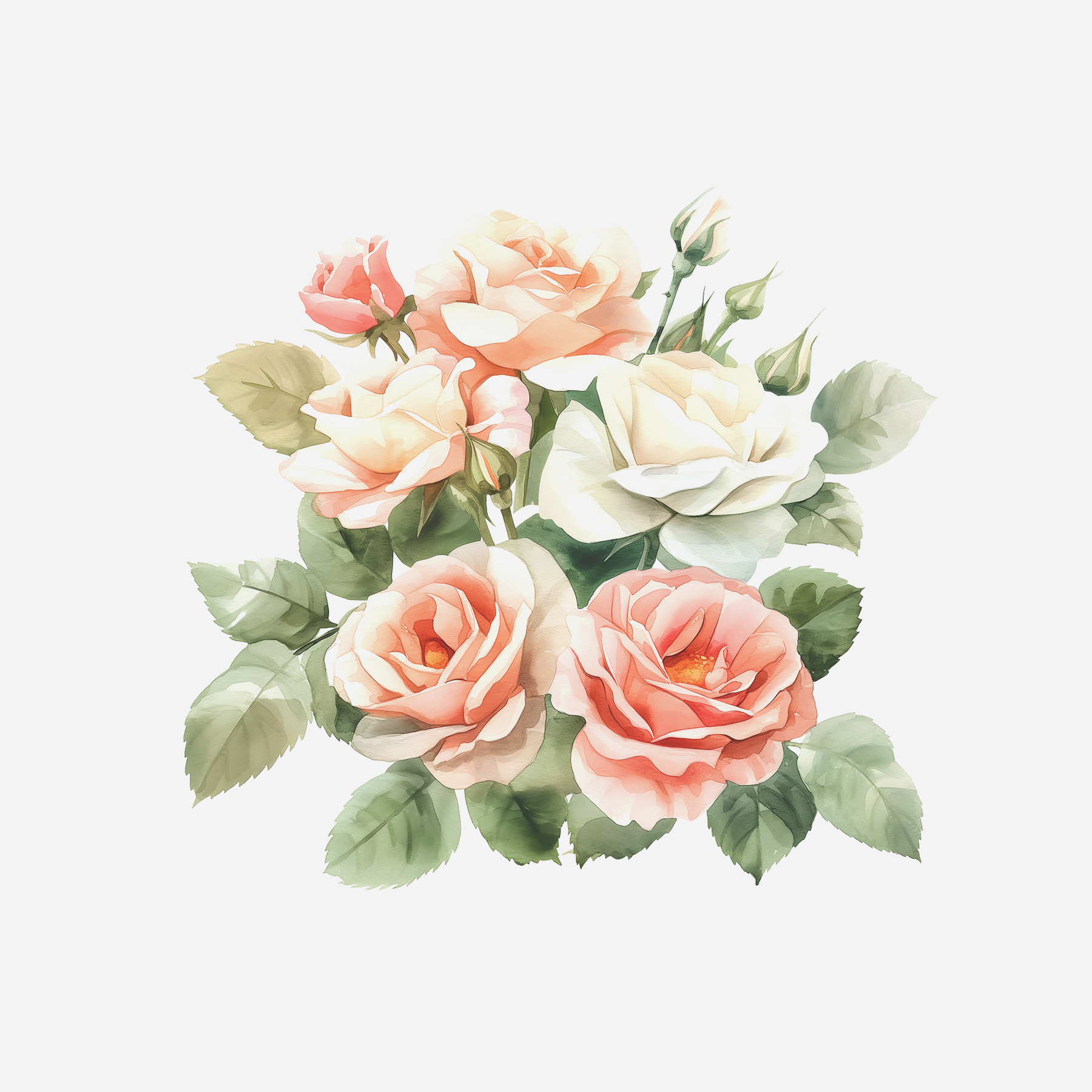 A bouquet of flowers with leaves
