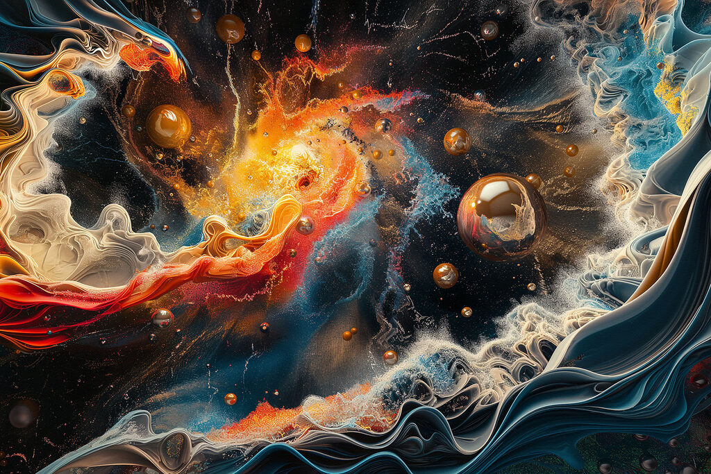 A colorful art of a planet