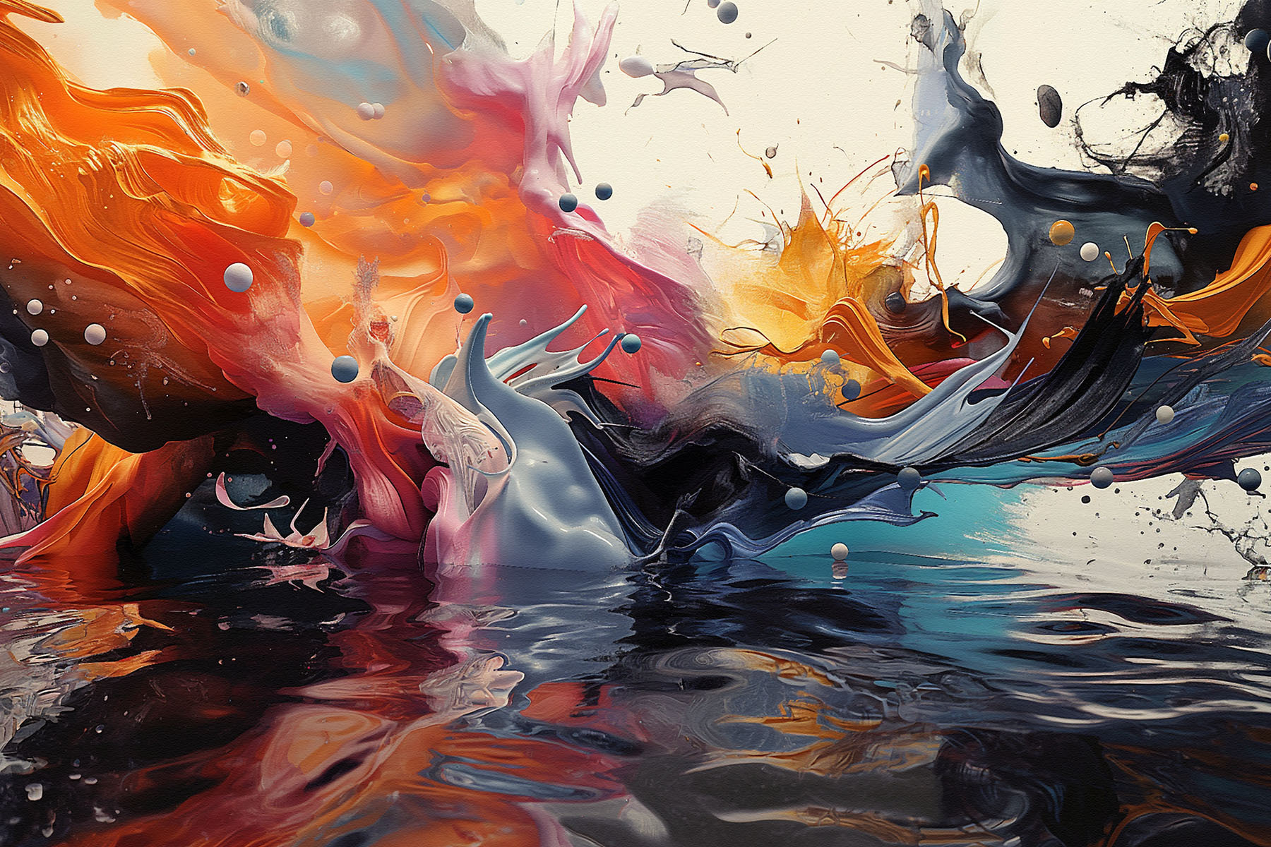 A colorful paint splashing out of water
