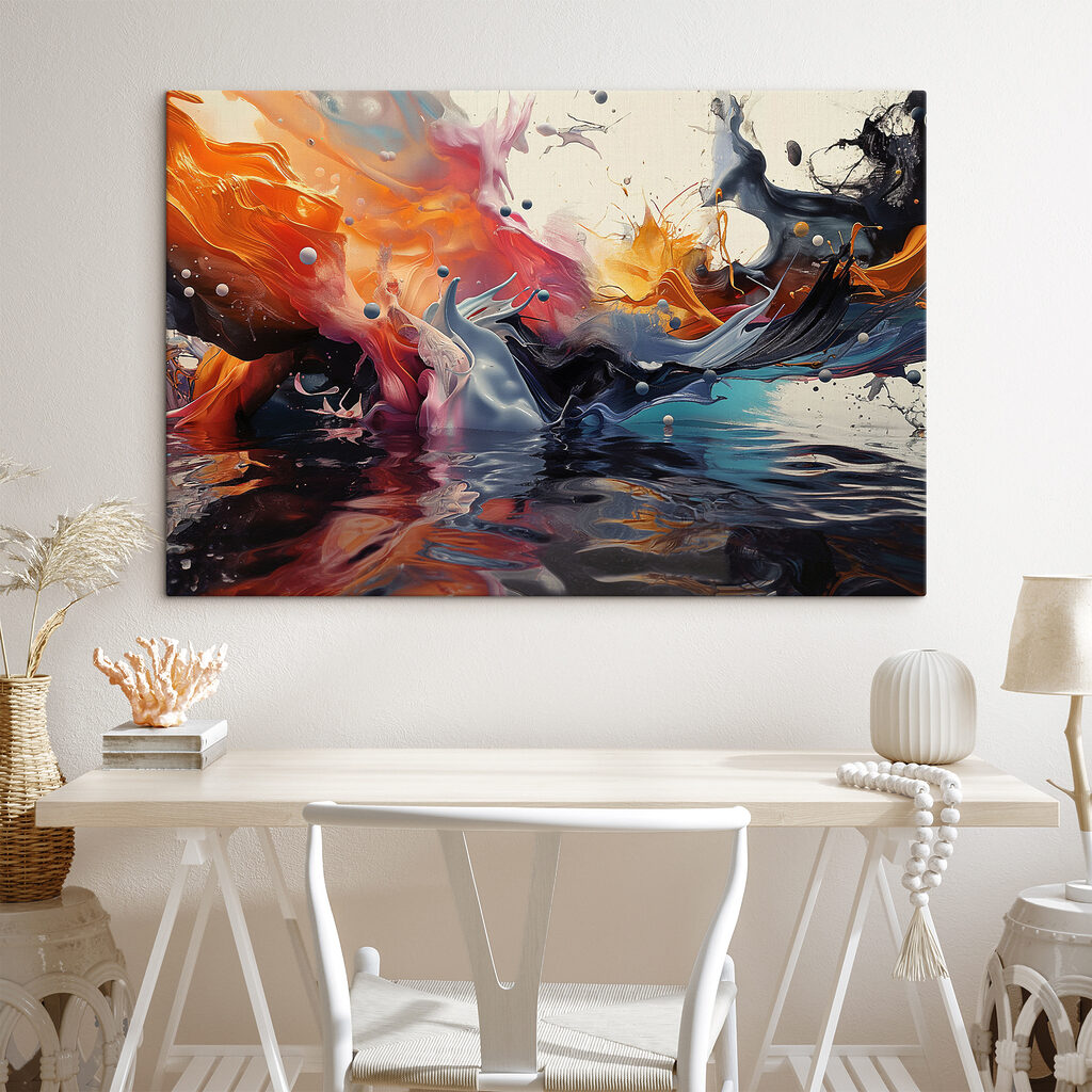 A colorful paint splashing out of water