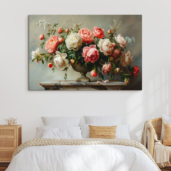 Quadri Quadri Un vaso di fiori rosa e bianchi (COD: s38460)
