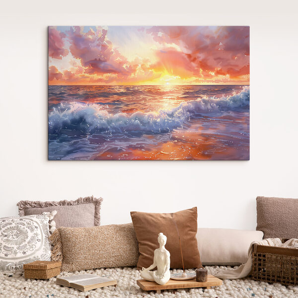 A sunset over the ocean