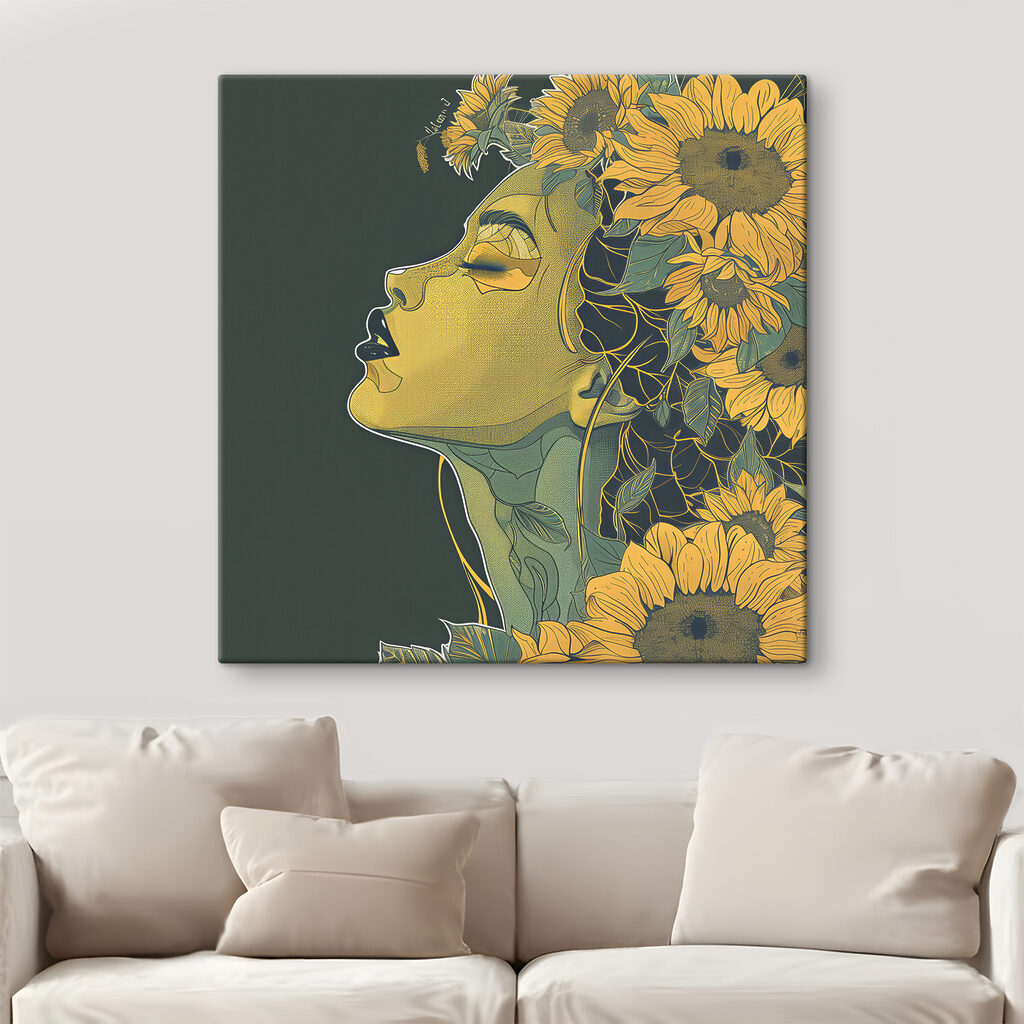 A woman with her eyes closed and flowers in her hair