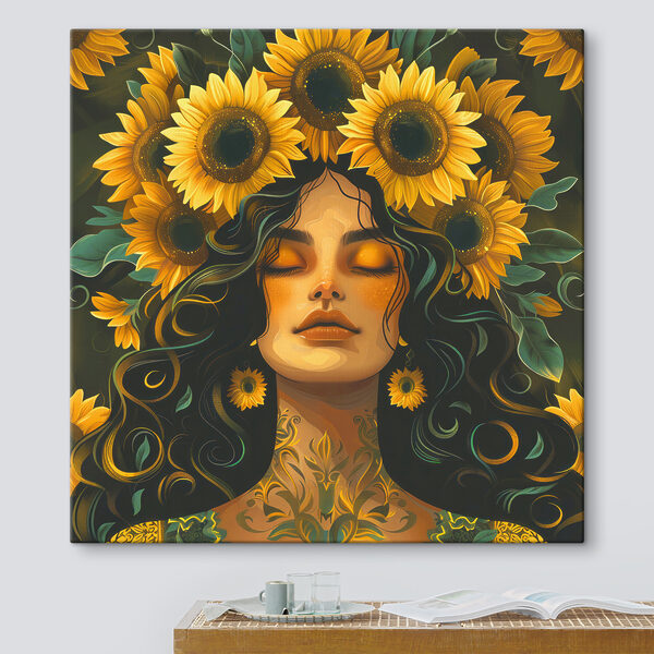 Quadri Una donna con dei girasoli tra i capelli (COD: s38412) Quadri Quadri Una donna con dei girasoli tra i capelli (COD: s38412)