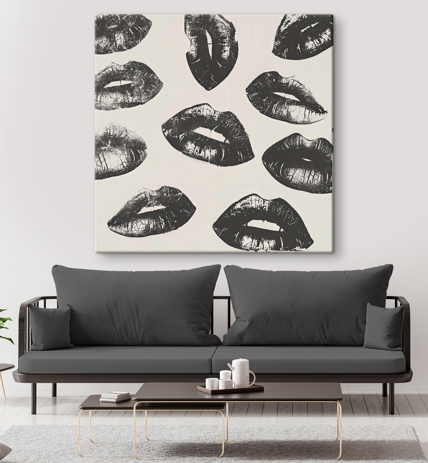 A group of lips prints