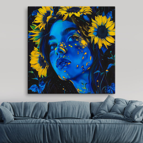 Quadri Una donna con dei girasoli tra i capelli (COD: s38504) Quadri Quadri Una donna con dei girasoli tra i capelli (COD: s38504)