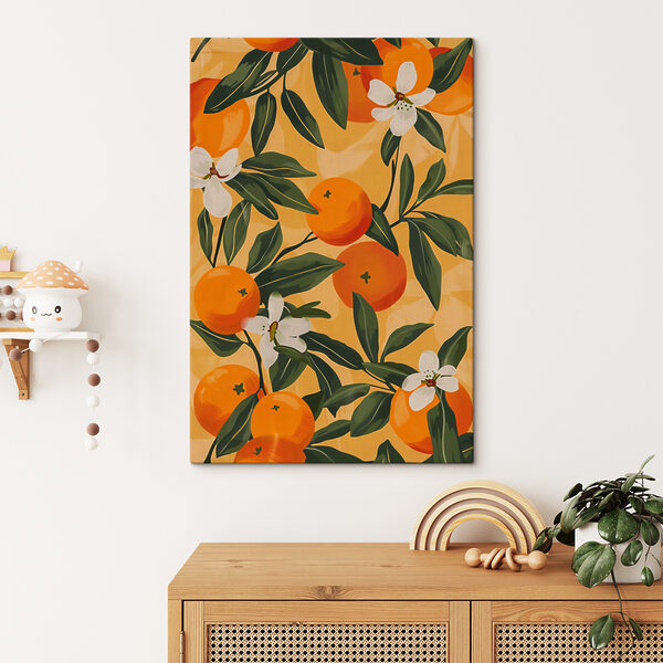 Quadri Quadri Un motivo di arance e fiori bianchi (COD: s38513)