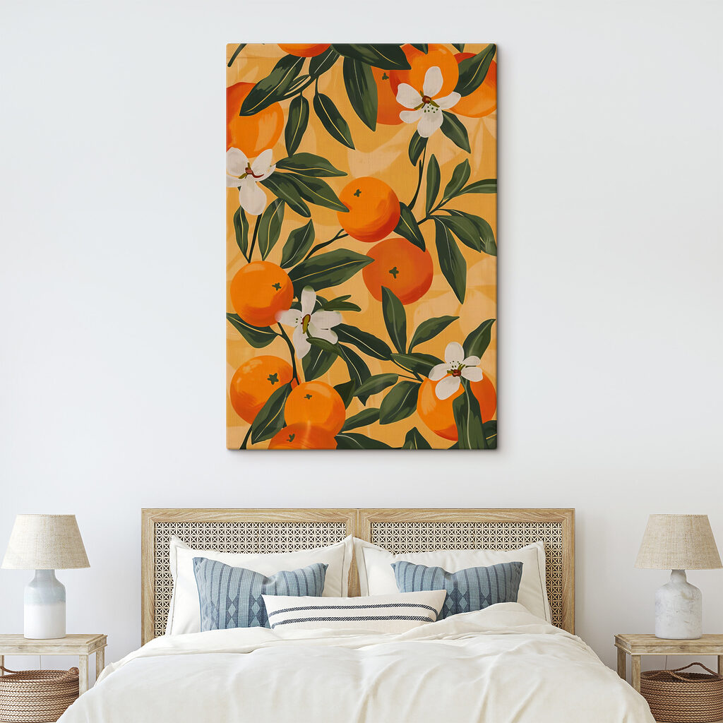 A pattern of oranges and white flowers A pattern of oranges and white flowers