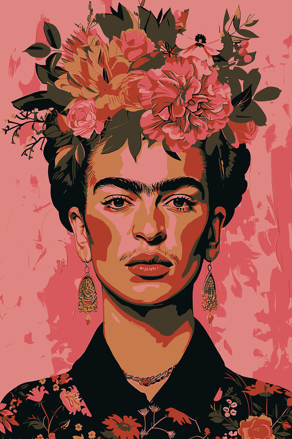 A woman with flowers on her head