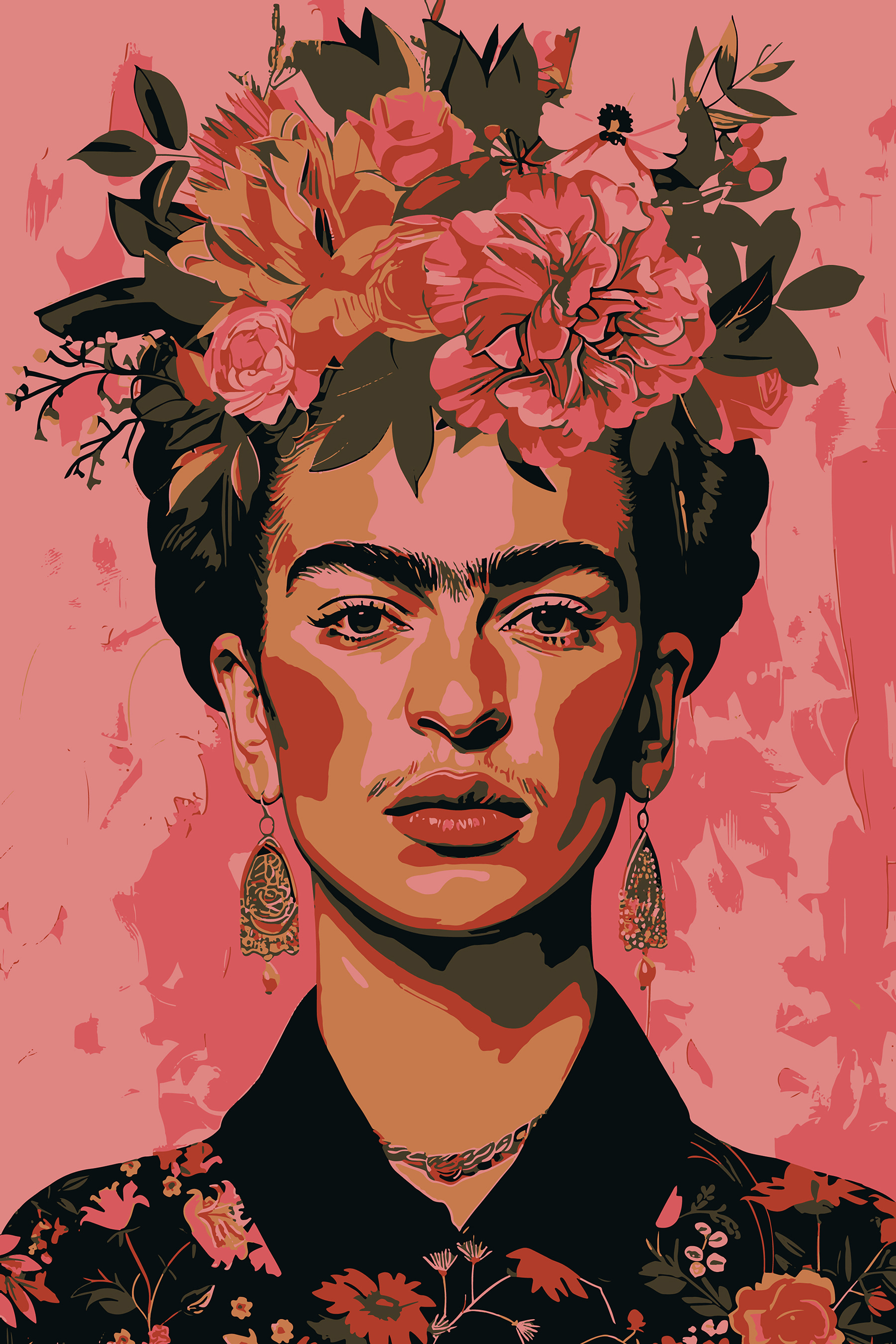 A woman with flowers on her head