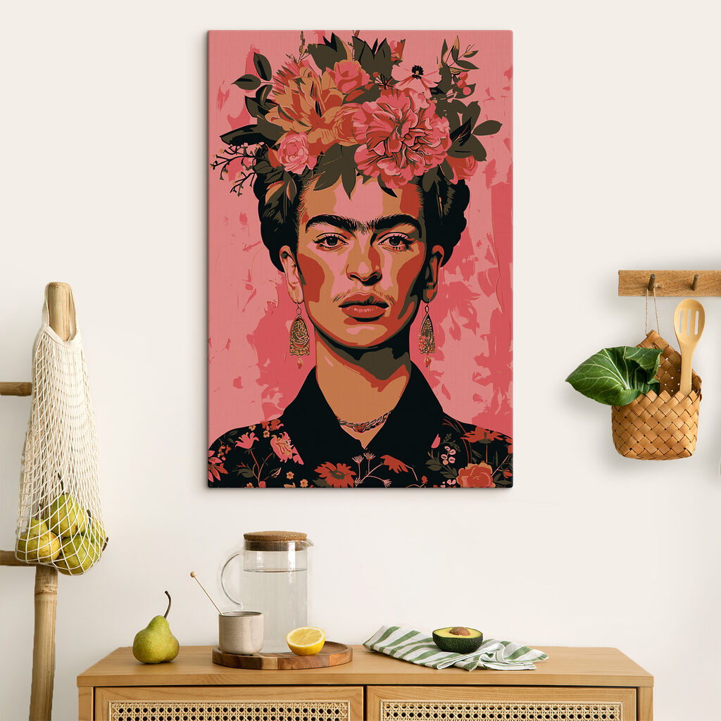 A woman with flowers on her head