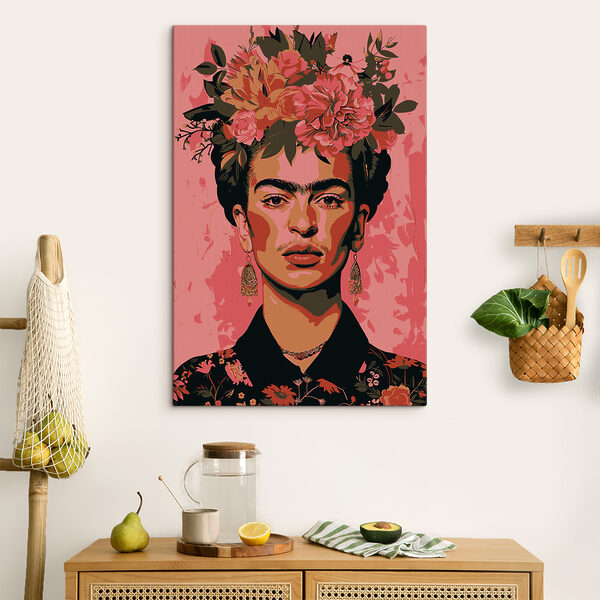 A woman with flowers on her head